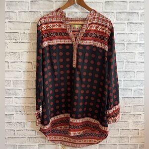 Women’s Gianni Bini Crazy in Love black boho tunic blouse top Large